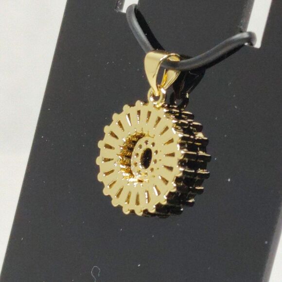 Gold Tone Metal Pendant Clear Baguette Round Glass Stones Monogrammed "O" New - Picture 13 of 16